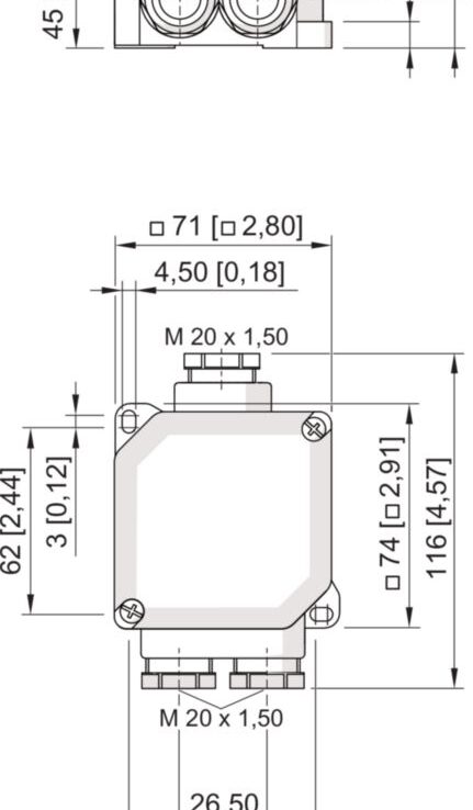 Ex i junction box, Polyester resin, 3 x M20 Semi-gland, 6.5 - 14mm, 5 x Mantle terminal 4 mm², Zone 1, 2, 21, 22